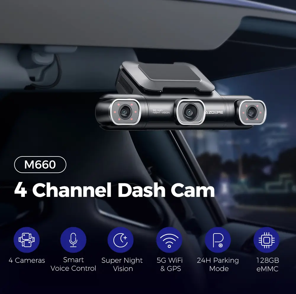 Four-lens Driving Recorder HD Wide-angle WIF Interconnected