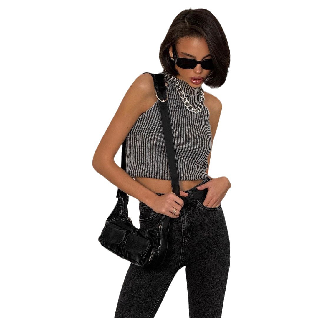 Round Neck Pullover Thread Design Vest For Women