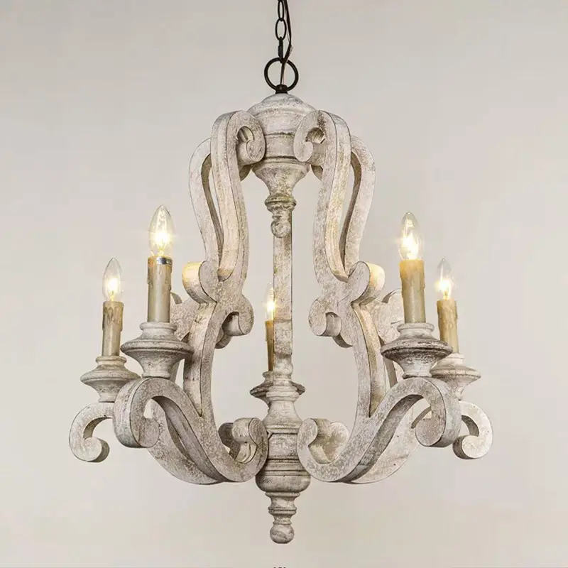 American Country Chandelier Vintage Distressed Wooden Art