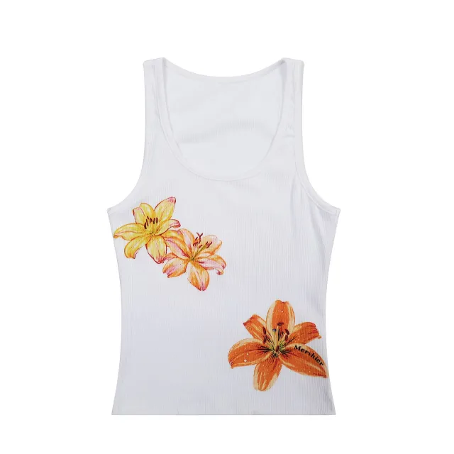 American Floral Print I shaped Camisole White - Shop at LoveMi