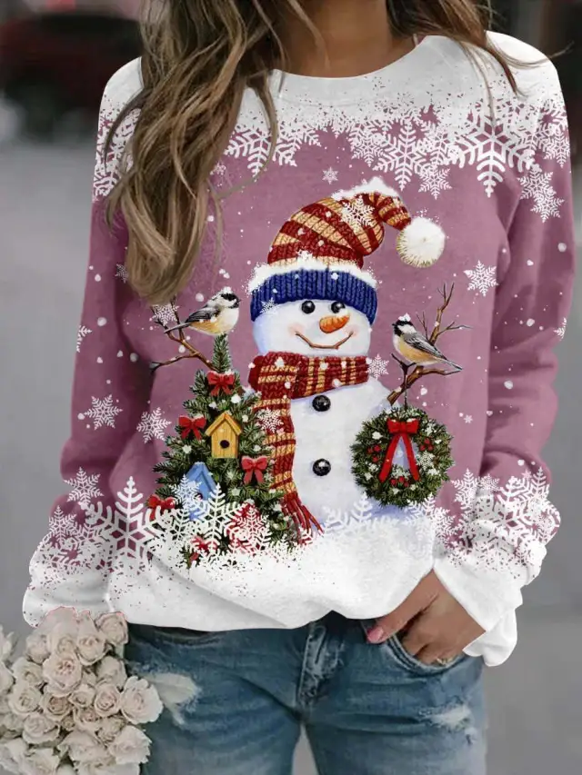 Women's Christmas Snowman Print Top 4 Color 5Xl - Shop at LoveMi
