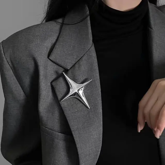 Accessories Geometric Metal Brooch Pin Silver - Shop at LoveMi