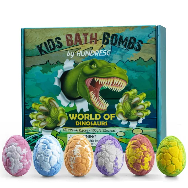 Dinosaur Egg Explosion Bath Salt Christmas Gift Essential Oil Bathtub Bath Loofah 100Gx6 Pcs With Box - Shop at LoveMi