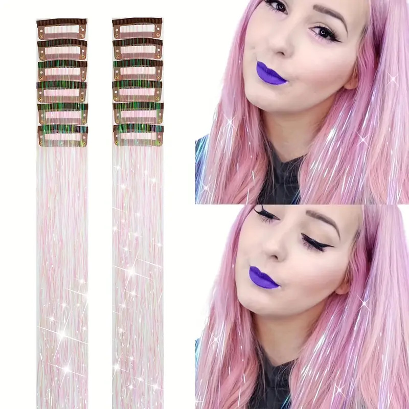 Laser-thread Colorful Shiny Seamless Hair Extensions