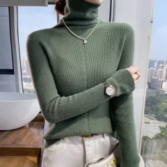 Autumn And Winter Pile Collar Wool Knitted Bottoming Shirt Slim Fit All-matching - Spearmint - View 1