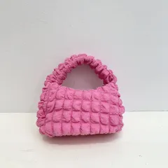 Western Style Gentle Pleated Bubble Handbag - Rose - View 1