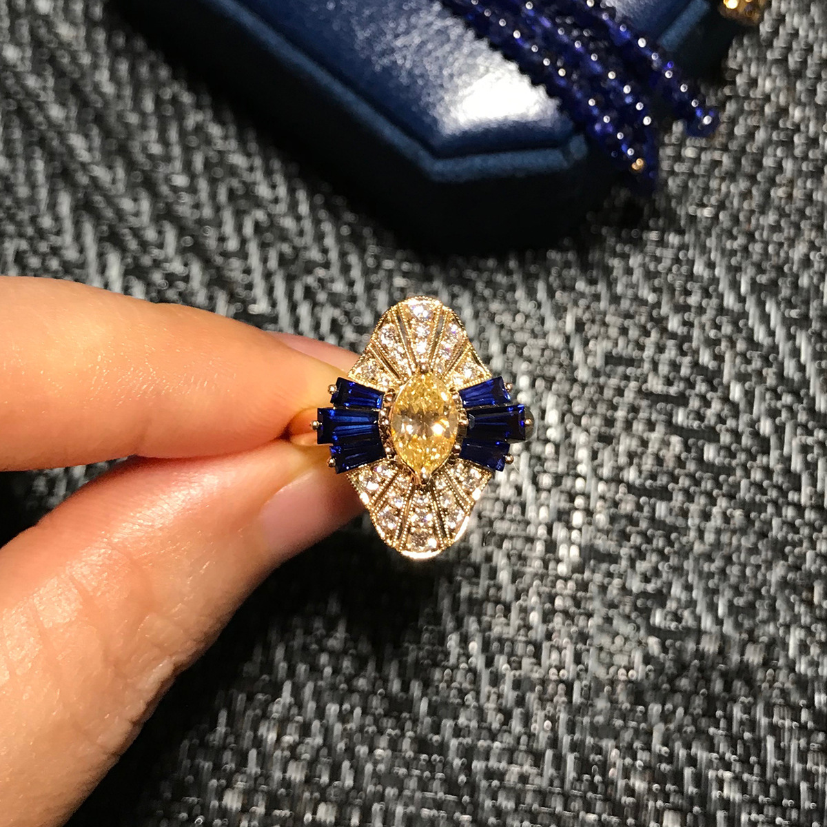 Yellow Zircon Sapphire Gold-plated Ring
