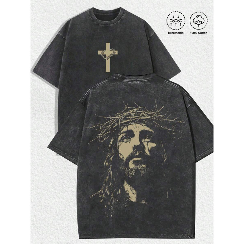 1 PC Religious With Crown Of Thorns Graphic Tee Featuring