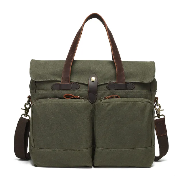 Portable Briefcase Men's One shoulder Crossbody Outdoor Travel Green - Shop at LoveMi