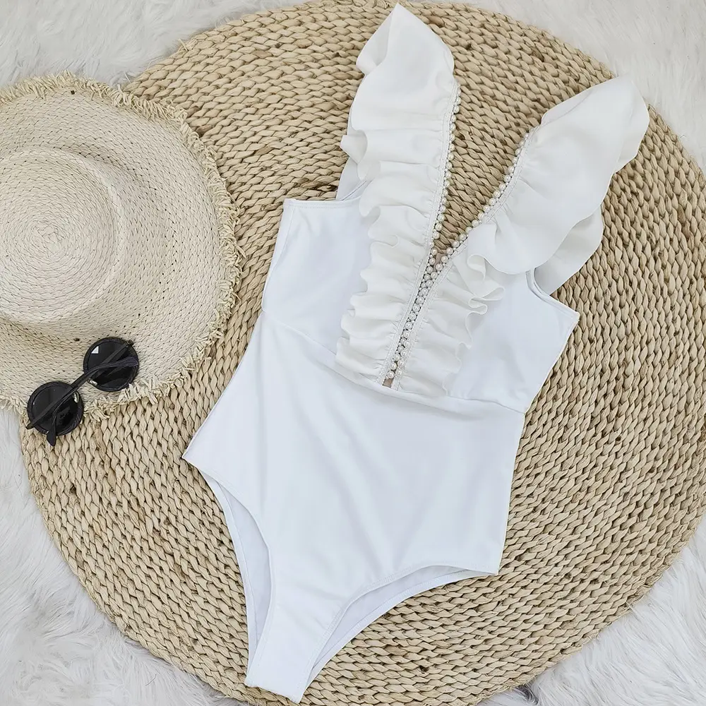 One-piece Solid Color Swimsuit For Women