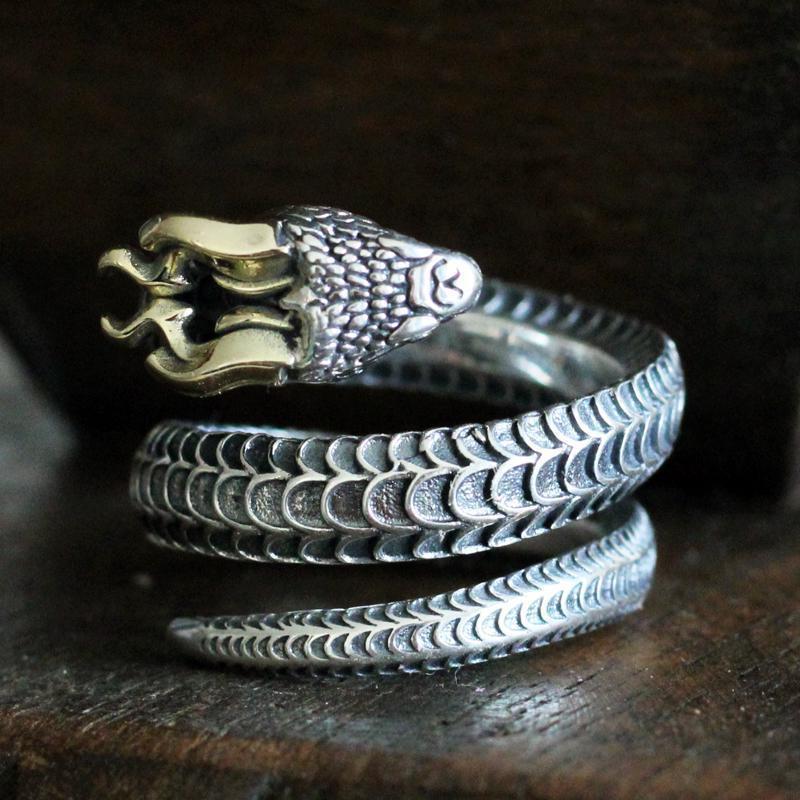 Snake Ring With Tangential Belt Corners, Multi-circle Adjustable Retro