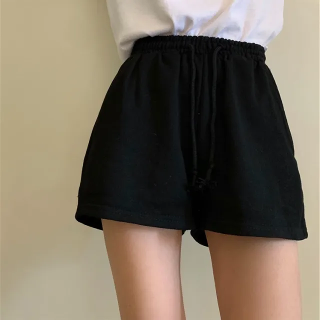 Shorts Women's Thin High Waist Loose Straight Sports Pants Black - Shop at LoveMi