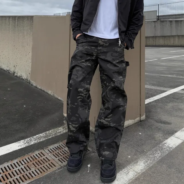 New Men's Loose Camouflage Workwear Jeans Gray - Shop at LoveMi