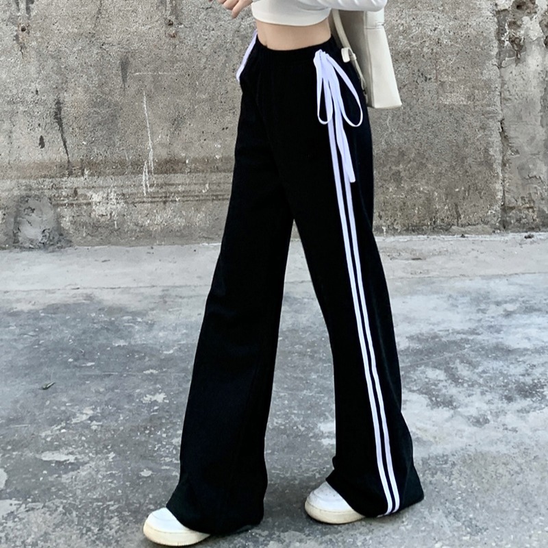 Bow Line Casual Pants American High Waist