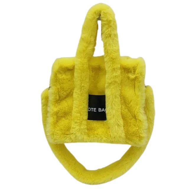 Women's Faux Rabbit Fur Portable Large capacity Crossbody Bag Yellow - Shop at LoveMi