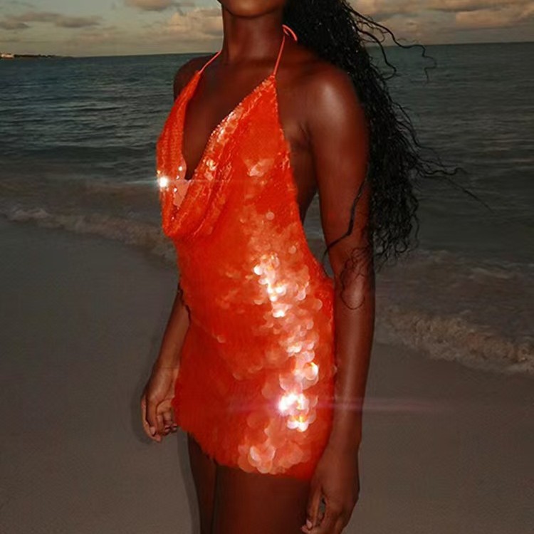 Sexy Female Ultra Low Bosom Hollow Slim Dress