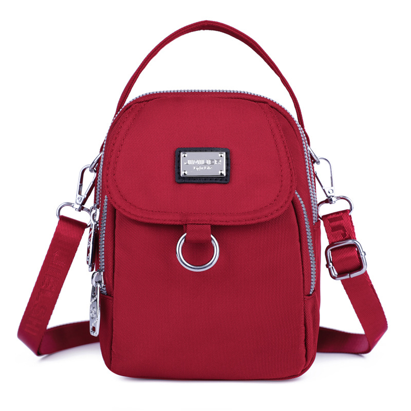 Women's Shoulder Messenger Bag Hand carrying Oxford Cloth Mobile Phone Bag Red - Shop at LoveMi