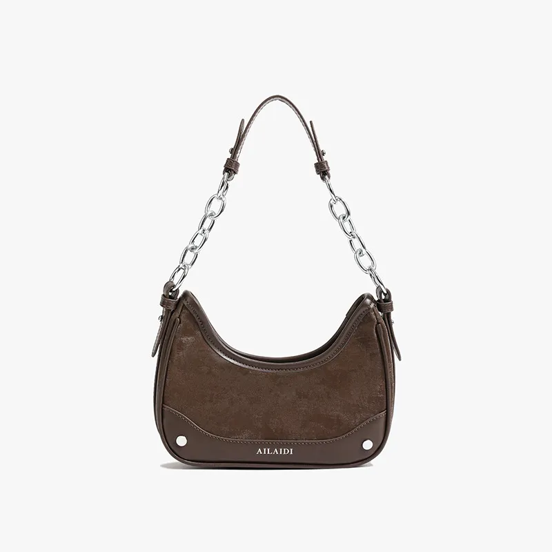 Women's Frosted Vintage Autumn And Winter Textured Shoulder Messenger Bag - Red