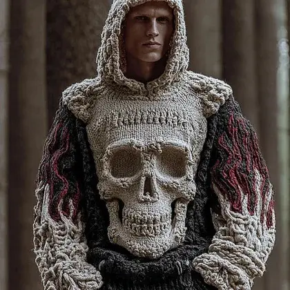 Dark Edgy Printed Pullover Hoodie