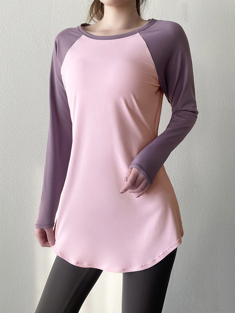 Women's Mid-Length Yoga Top Hip-Covering Athletic Fitness Shirt 4