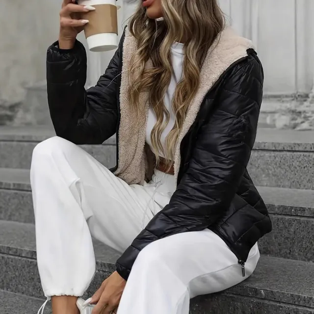 Hooded Long Sleeve Warm Women's Cotton padded Clothing Cotton Jacket Black - Shop at LoveMi