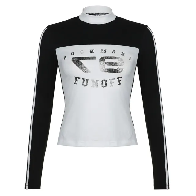 American Street Digital Printing Contrast Color Striped Stand Collar Splicing Machine Car Style Long Sleeve Tan - Shop at LoveMi