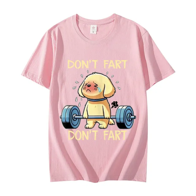 No Fart Funny Weightlifting Dog Pattern T shirt Premium Pink - Shop at LoveMi