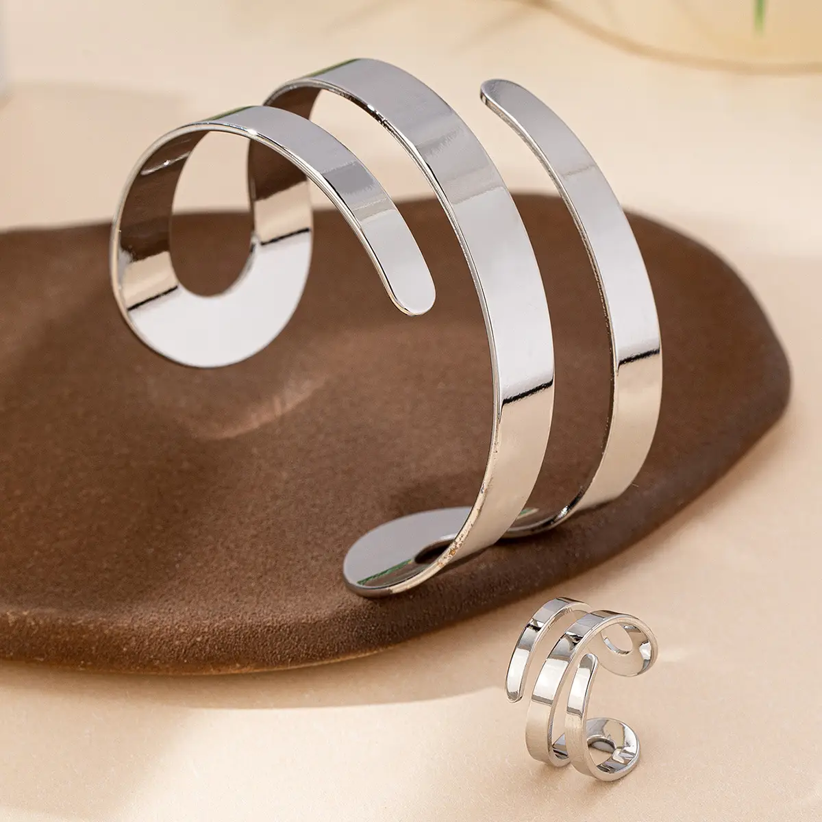 Geometric Hollow-out Bracelet Geometric Hollow-out Ring Jewelry