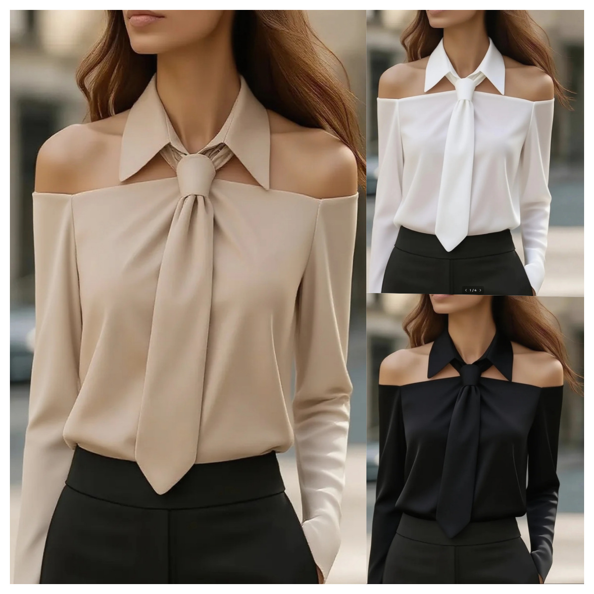 Fashion Women Tank Top Halter Neck Strap Lapel Design Long Sleeve Blouses Sexy Shirt For Spring Summer - Image 6