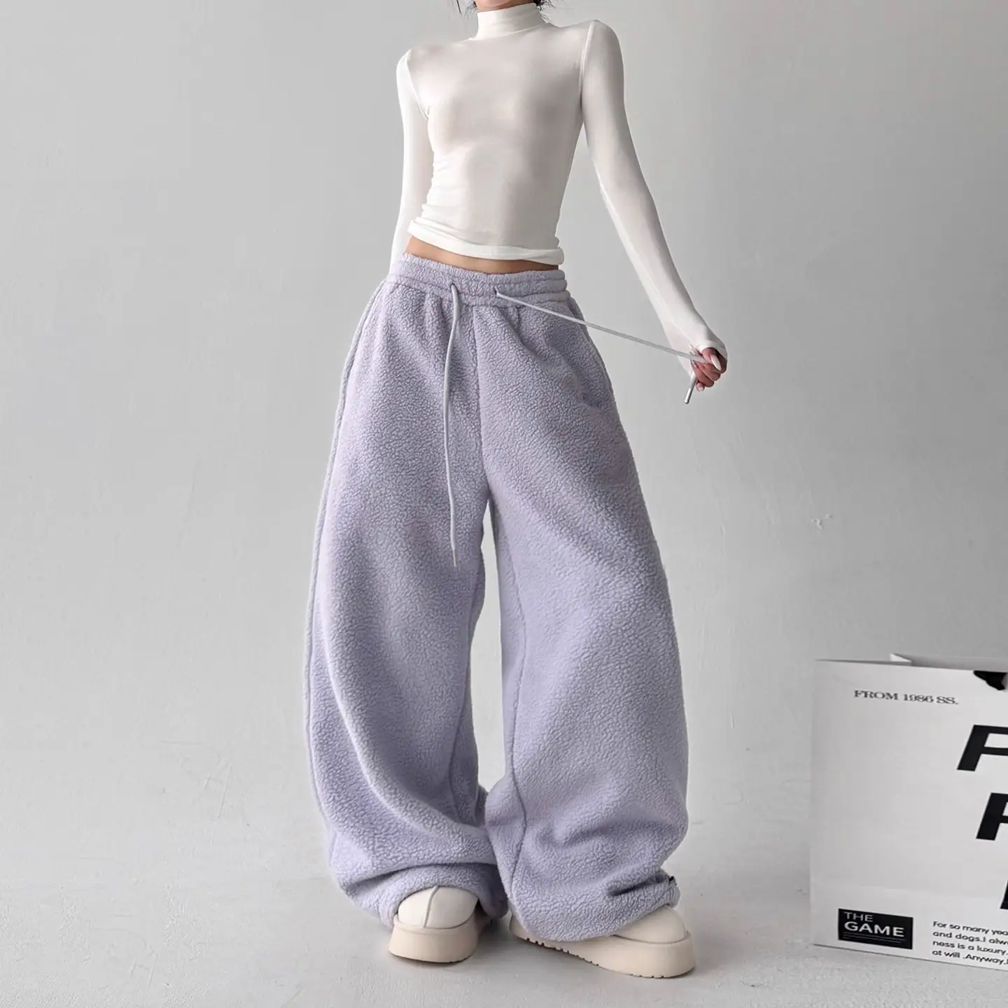 Womens Casual Loose-fitting Warm Extended-length Pants