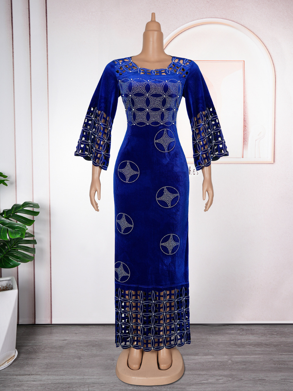 Embroidered A-Line Maxi Dress
