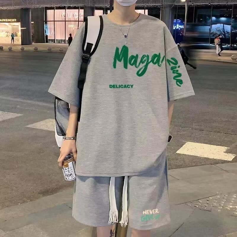 Mens Summer Sportswear Set Short-sleeve T-shirt And Basketball Jersey For Casual Wear