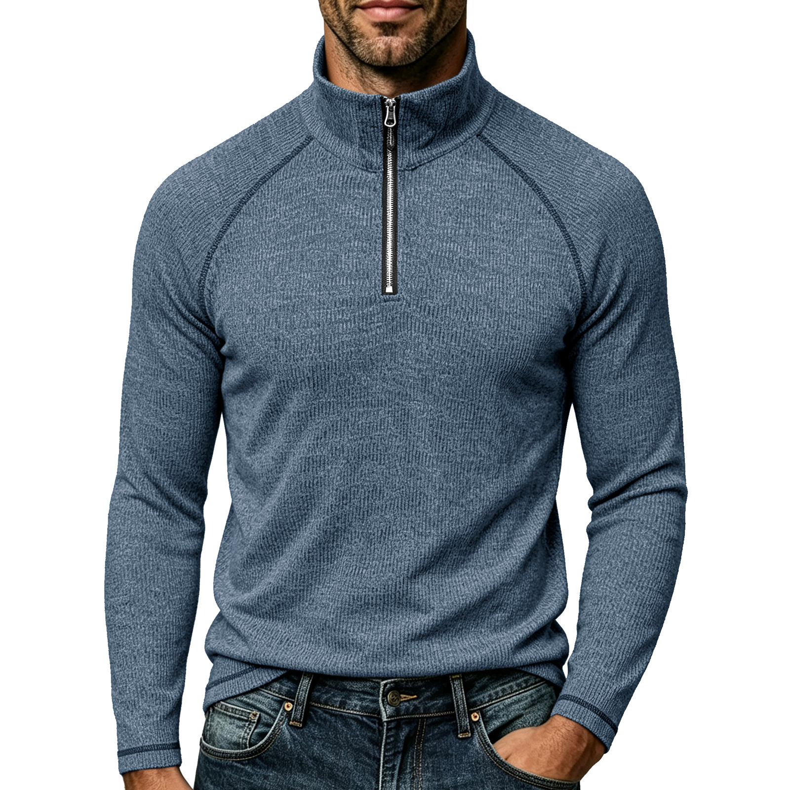 Men's zip-up turtleneck top