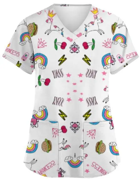 Summer Casual New Women's V neck Cloth For Nursing Workers Short Sleeve Bcj 02 Style - Shop at LoveMi