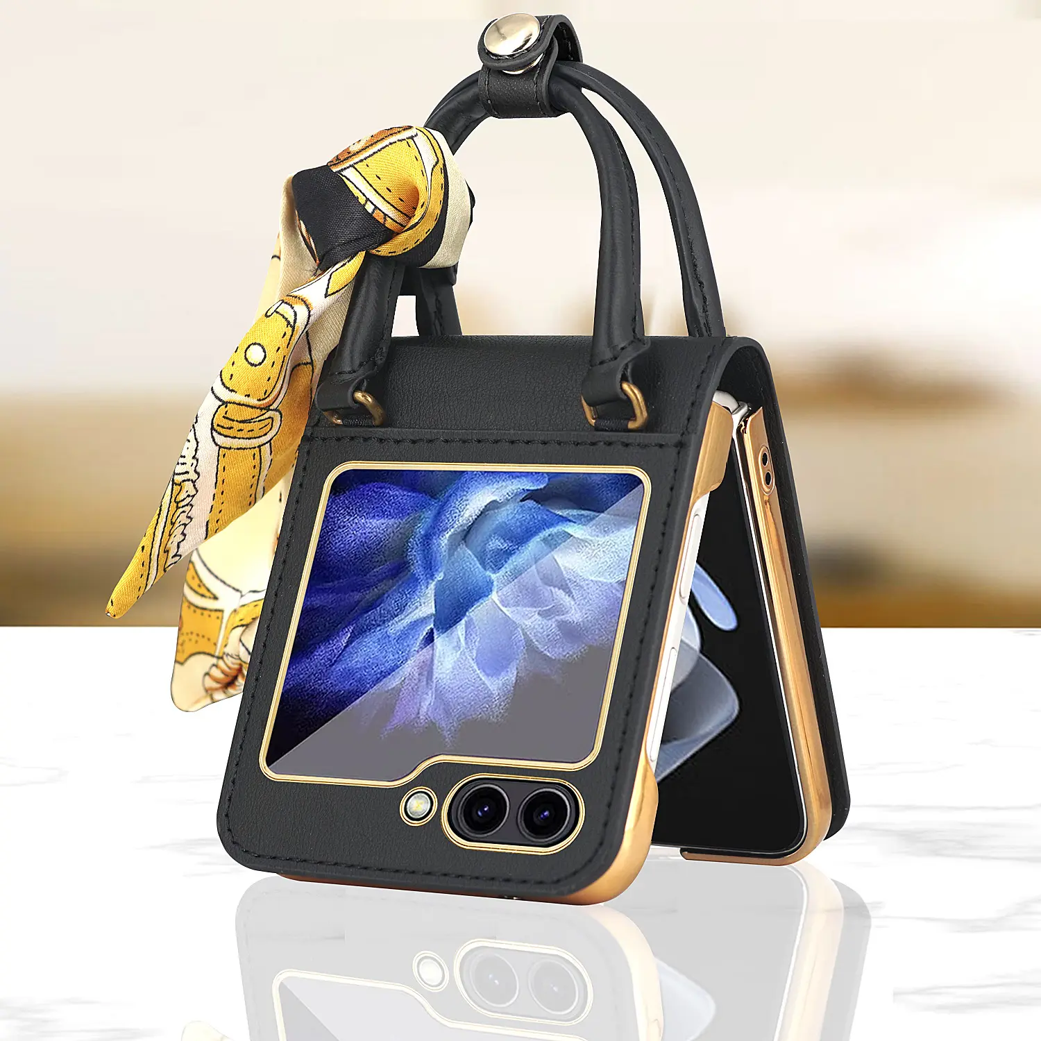Electroplated Handbag Flip5 Ribbon Ornament One-piece Hinge