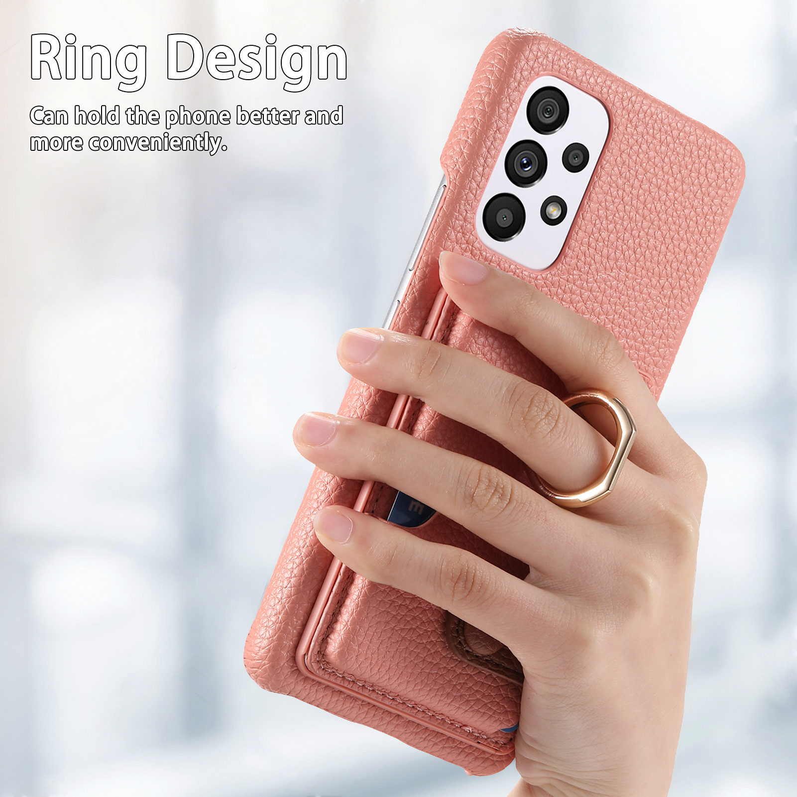 Simple And High-end Lychee-patterned Edge-coated Phone Case