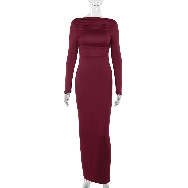 Elegant And Sexy Long sleeve Dress For Women Wine - Shop at LoveMi
