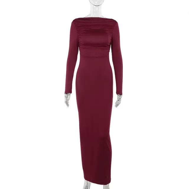 Elegant And Sexy Long sleeve Dress For Women Wine Red - Shop at LoveMi