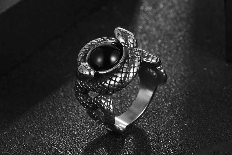 Title 6, Anillo Vintage Doble Serpiente para Hombre, est...