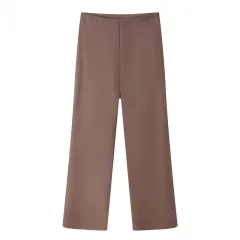 Sling Solid Colour Top High Waist Casual Straight Trousers Suit - Pants - View 1