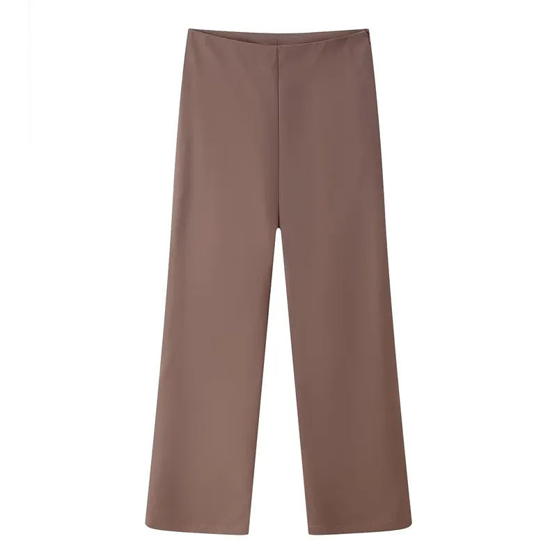 Sling Solid Color Top High Waist Casual Straight Trousers Suit - Pants