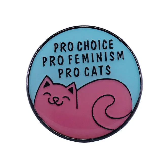 Cute Cat Badge Feminist Cat Badge Cute Animal Pin Black - Shop at LoveMi