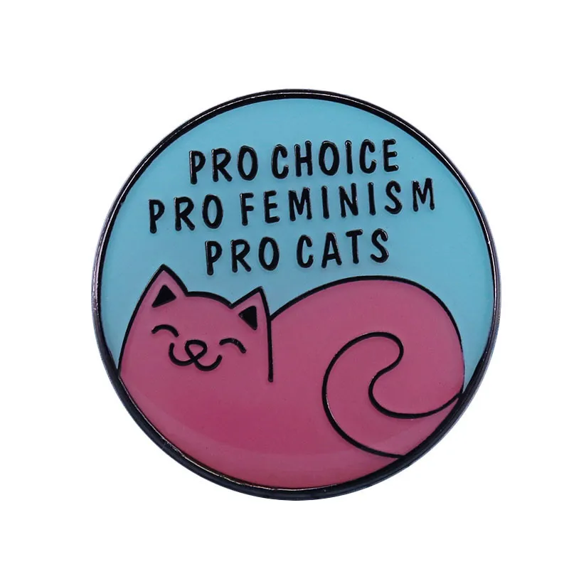 Cute Cat Badge Feminist Cat Badge Cute Animal Pin - Black