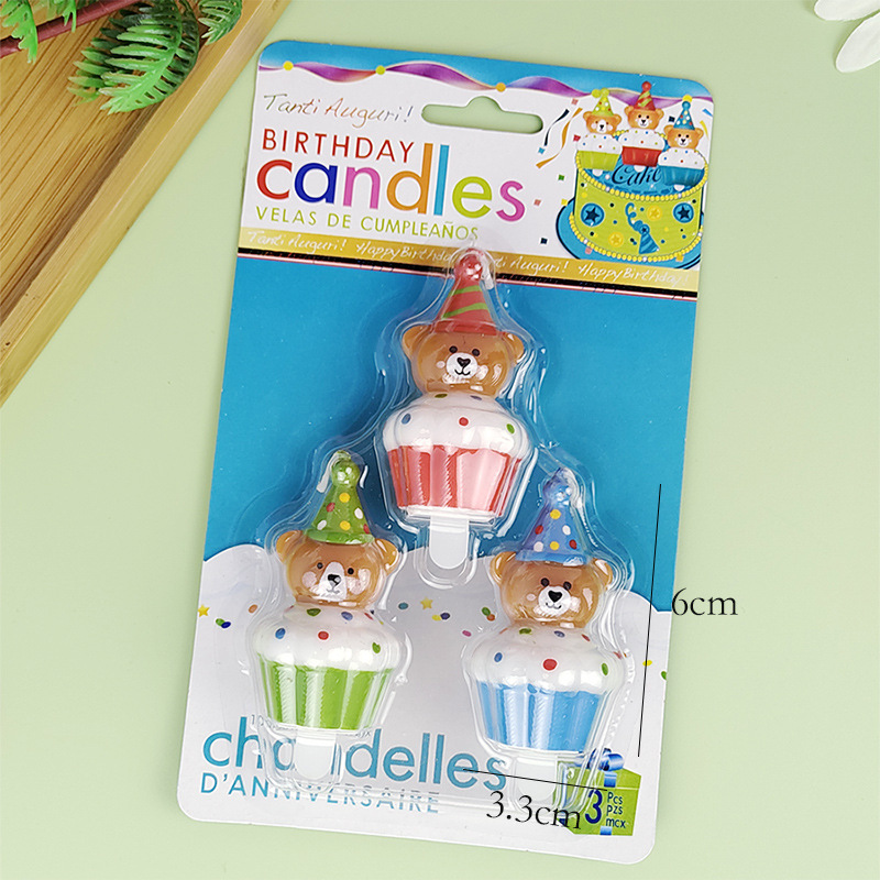 Cake Bear Candle Blue Green