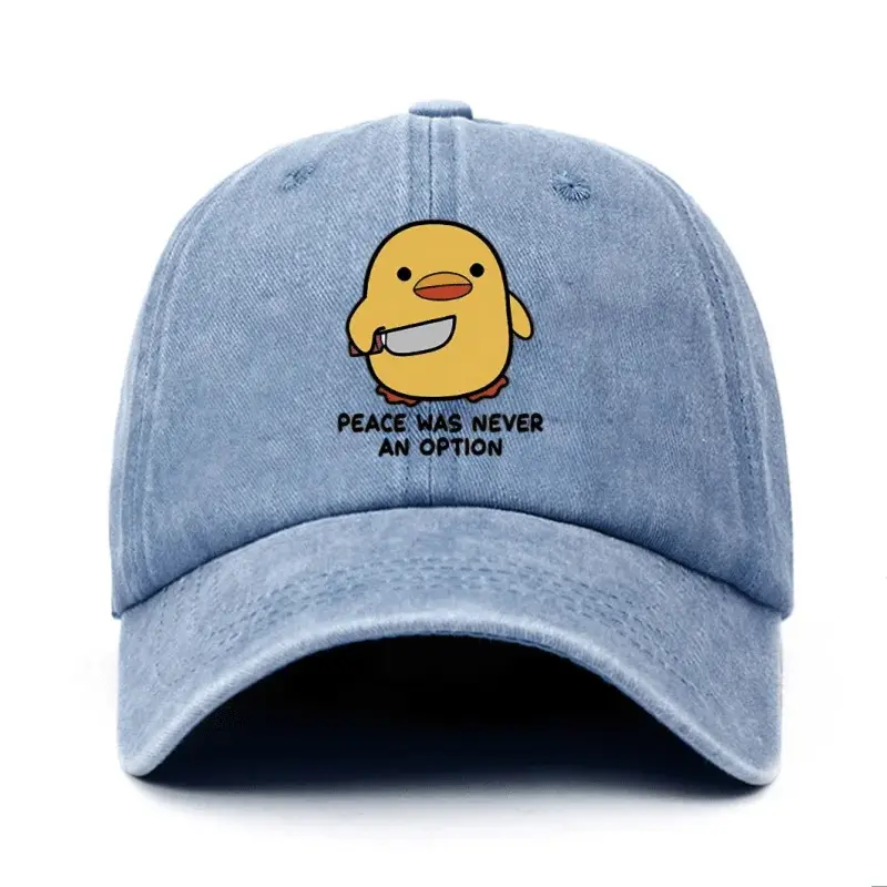 Playful Yellow Duck Print Washed And Distressed