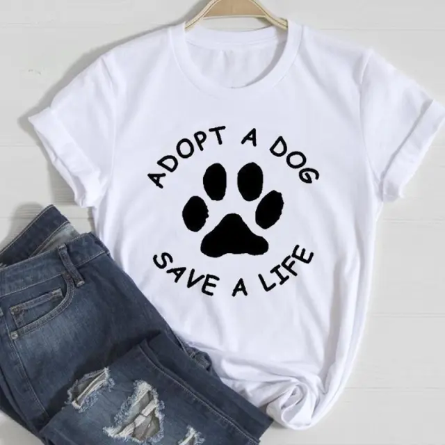 Cat Cute Printed European And American Short Sleeve White Aqp29394 - Shop at LoveMi