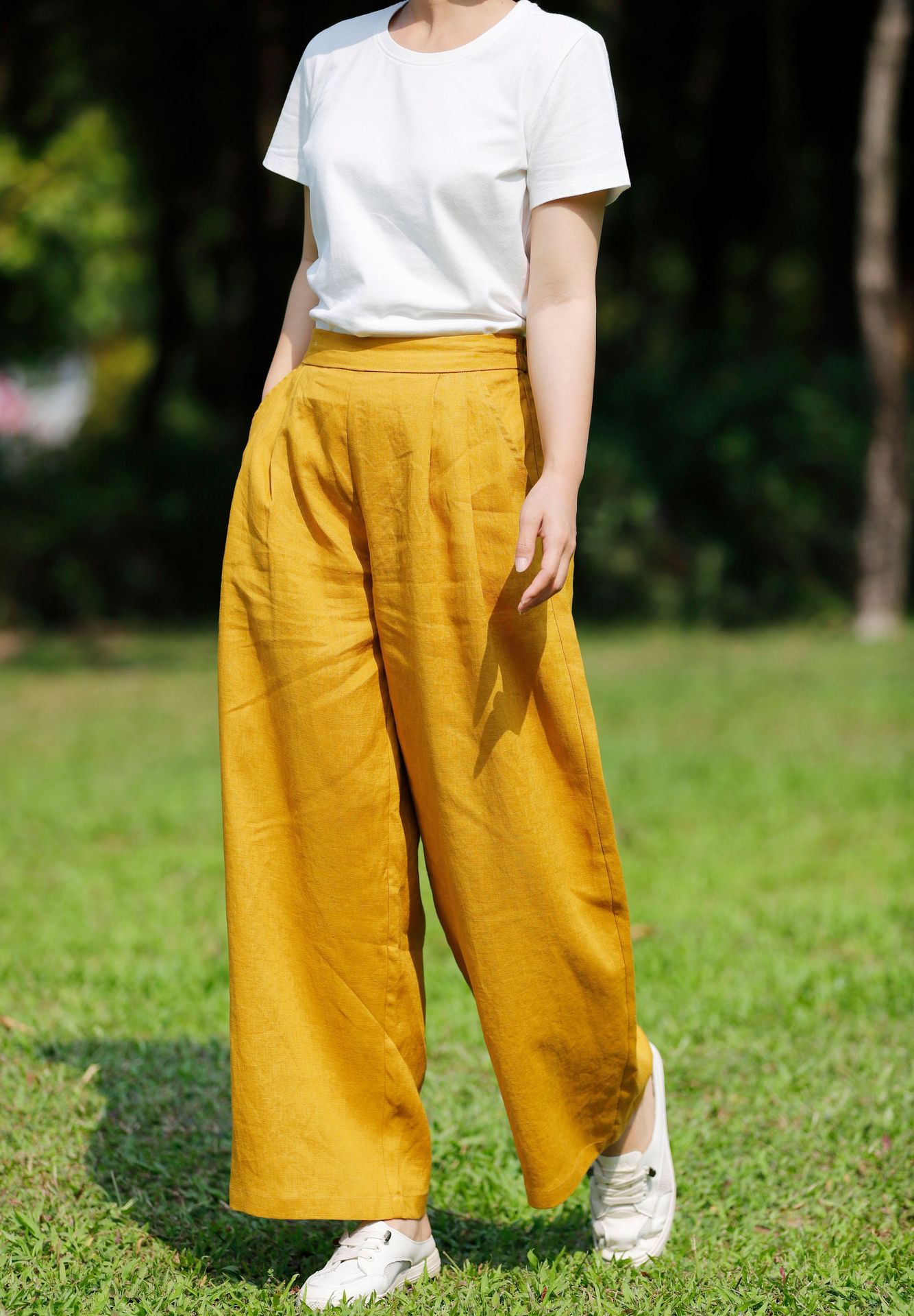 Title 14, Linen Wide Leg Pants New Multi-color Mid-waist ...