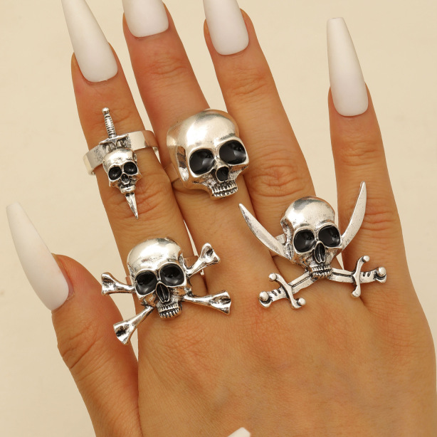 Halloween Skull Pirate Adjustable Opening Ring