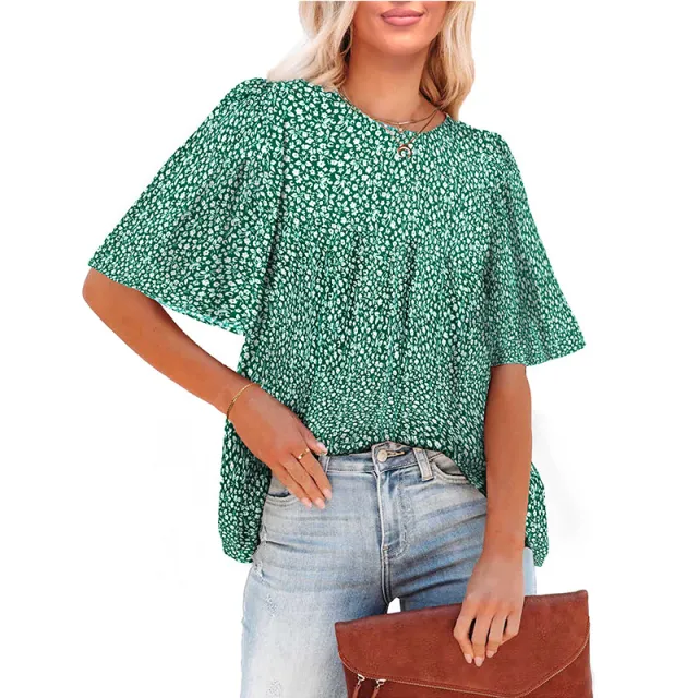 Women's Fashion Casual Floral Bohemian Little girl Style Clothes Green - Shop at LoveMi