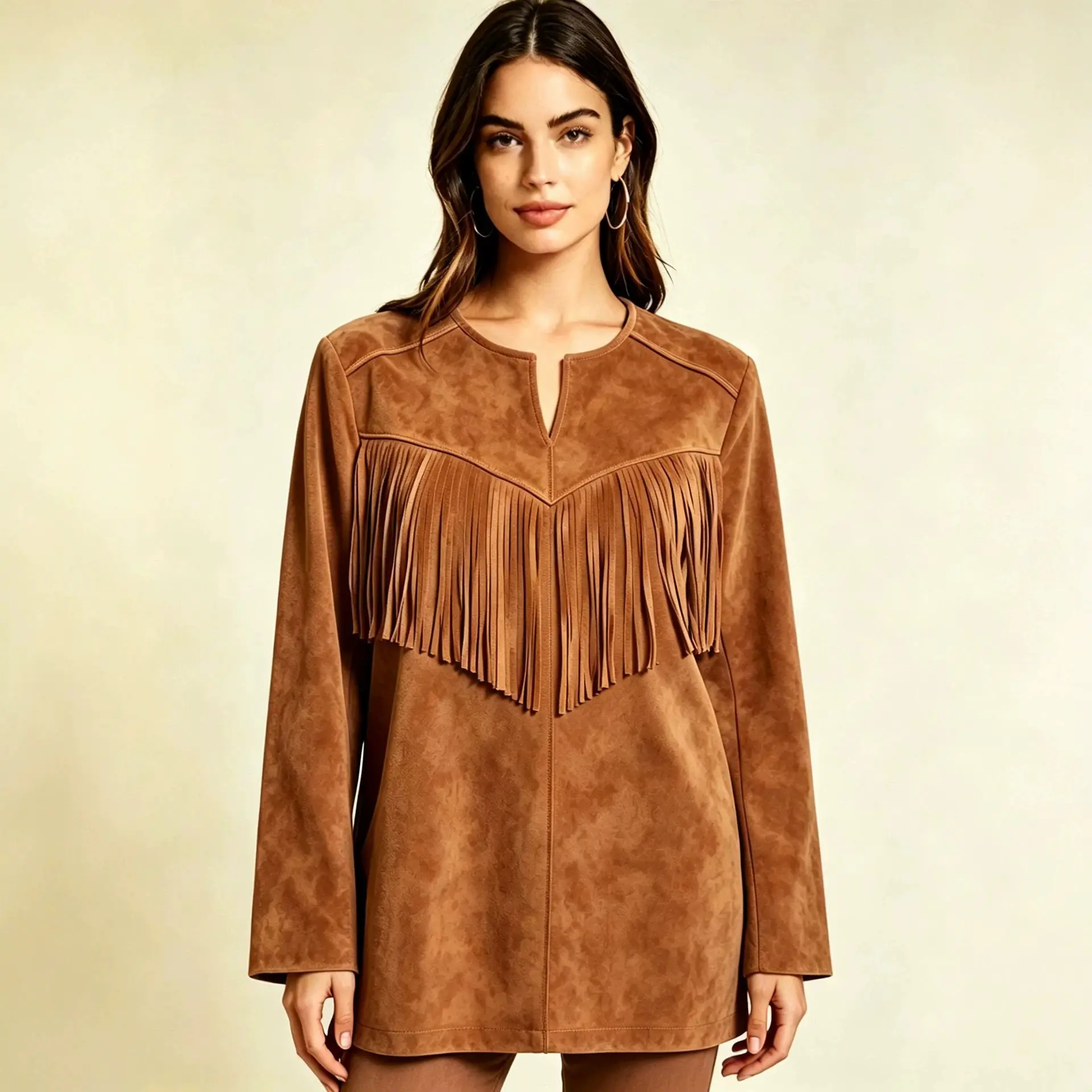 Retro Long-sleeve Loose-fit Figure-flattering